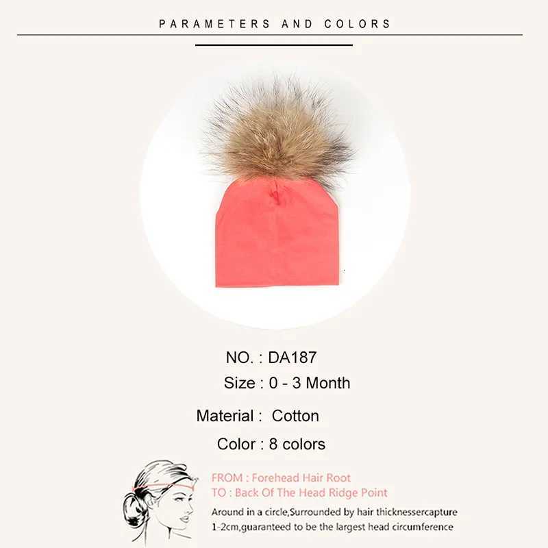 0-3 Months Baby Boys Soft Cotton Real Fur Pom Beanies Hats For Newborn Girls Spring Autumn Kids Infants Toddler Hats XJ250809 - view 7