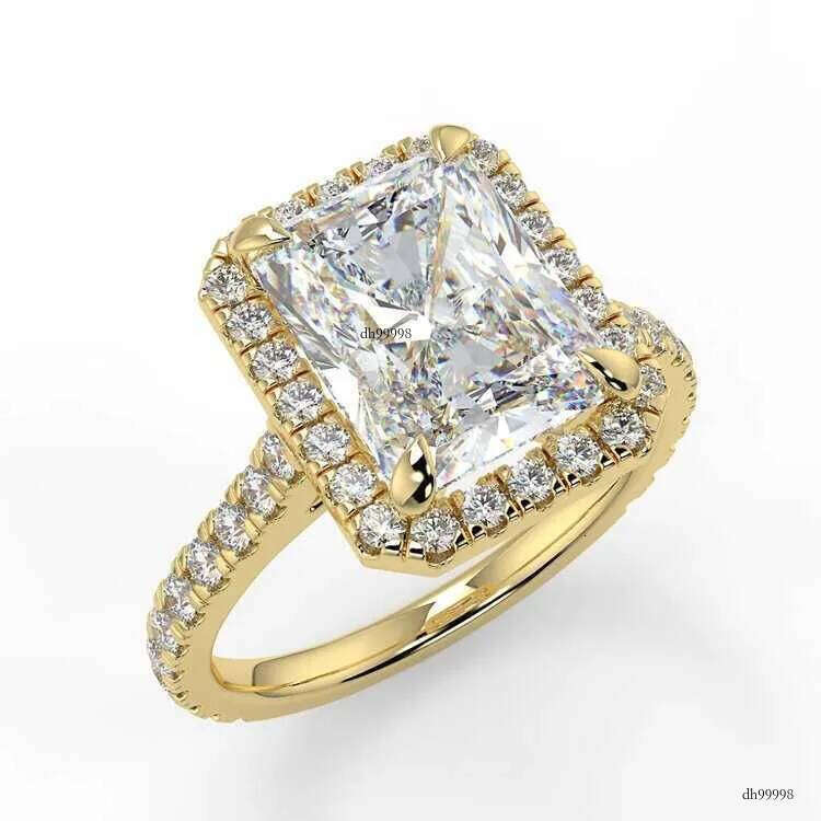 14K Moissanite Radiant Cut Big Dia Ring Gold Wedding Rings for Women