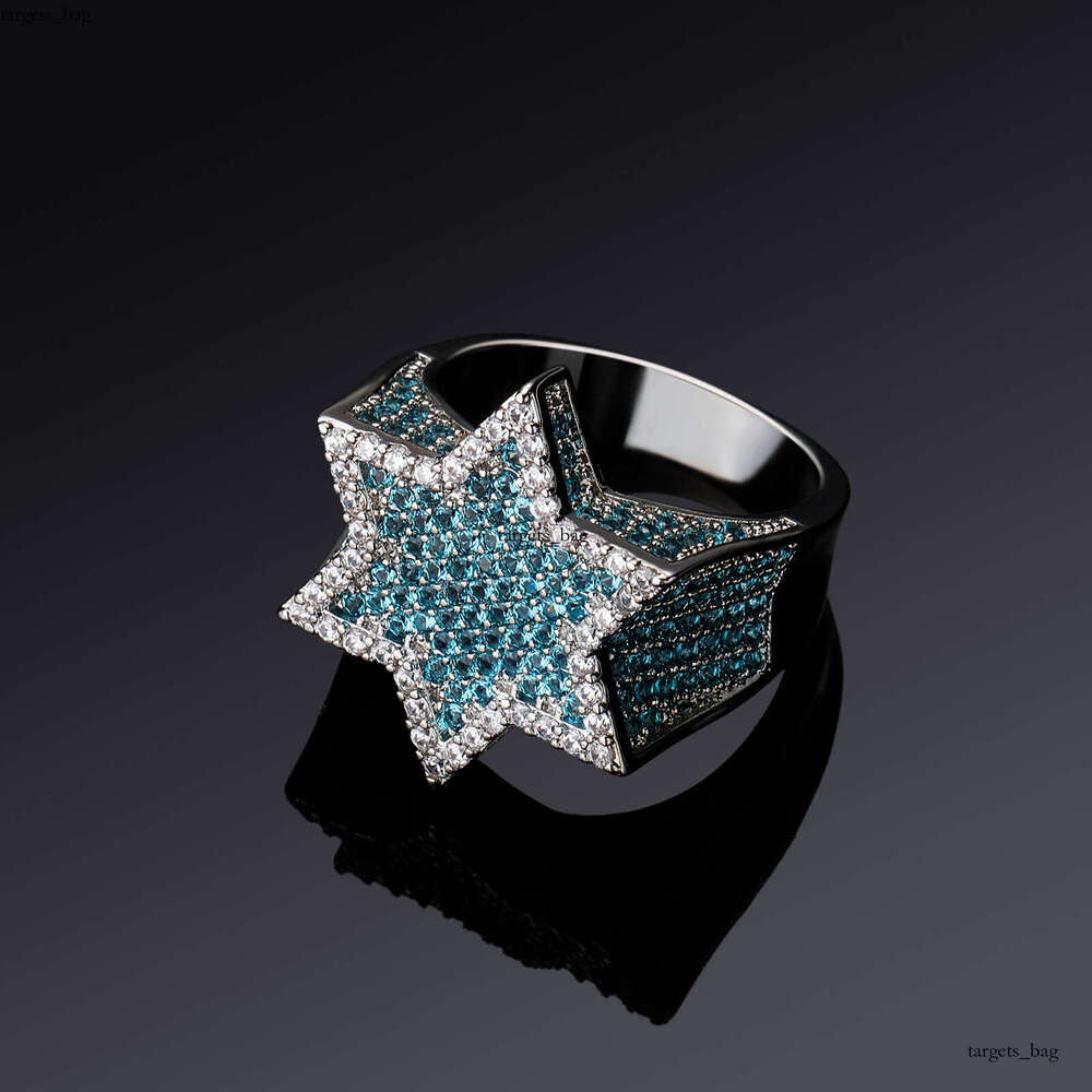 Hip Hop Jewelry Zircon Pentagram Cuban Trendy Fashion Personality Men's Ring