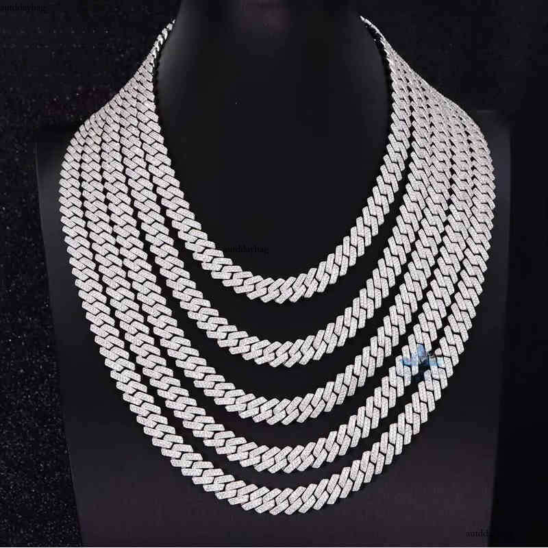 S Prong Chain 6mm -18mm Moissanite Cuban Link Chains 12mm Iced Out Vvs Dias Necklace Sier