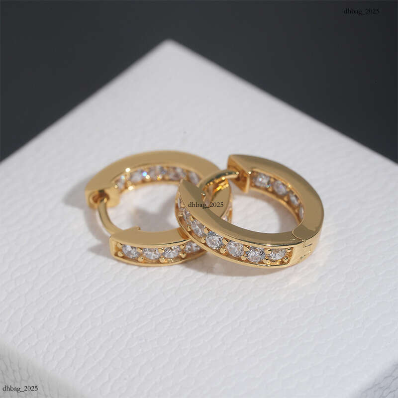 ICED OUT Trendy Hoop Unisex Hip-Hop Sier Stud with Zirconia Simple Earrings
