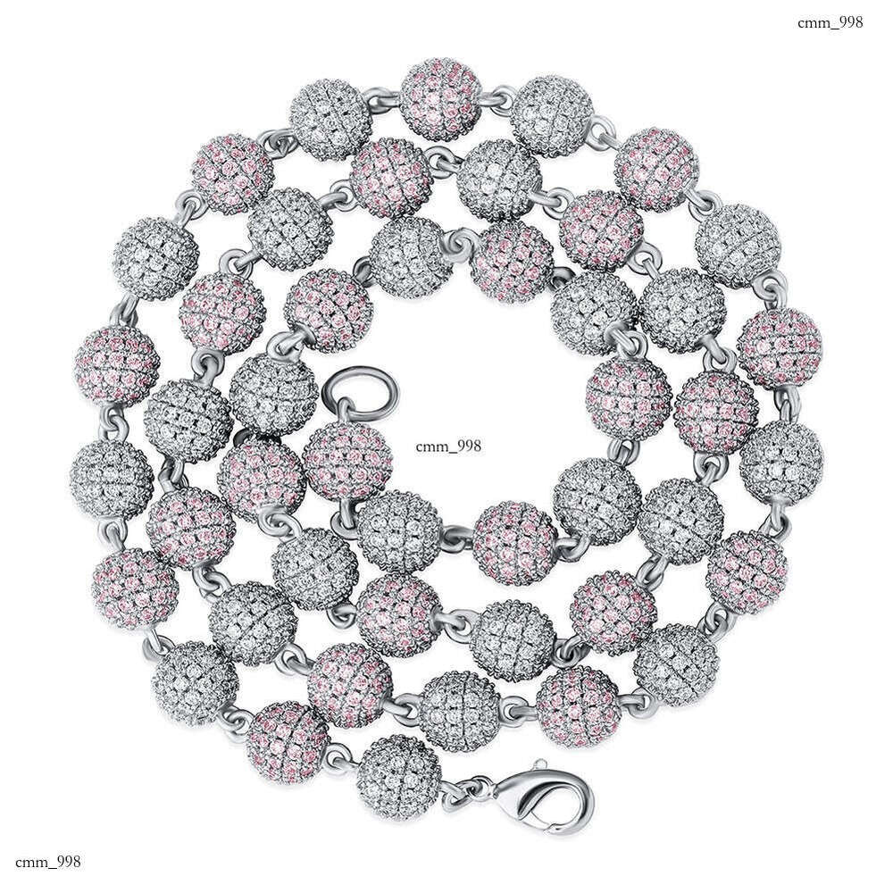 INS Hot Style 8MM Round Bead Choker Necklace Full Dia Unisex Trendy Cuban Chain