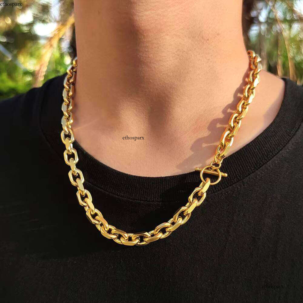 NUOYA Fashion Wholesale 9mm Stainless Steel Necklace for Men Gold Plated Chain Cuban Jewelry