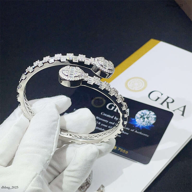 New Moissanite 6mm Sier Gold Plated Oval Hip Hop Trendy Brand Bracelet 111