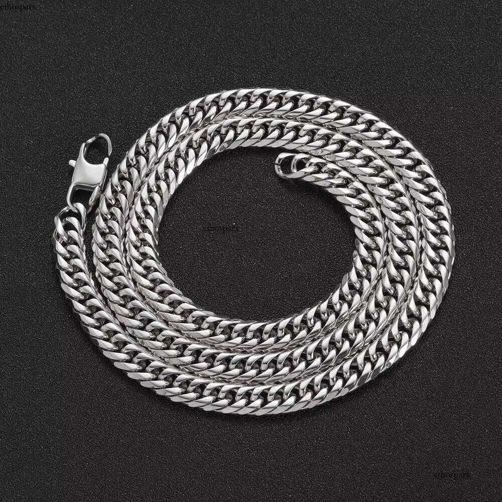 High Polish 6 Sides Cut Hip Hop Jewelry Stainless Steel Necklace Gold Plated Miami Cuban Chain