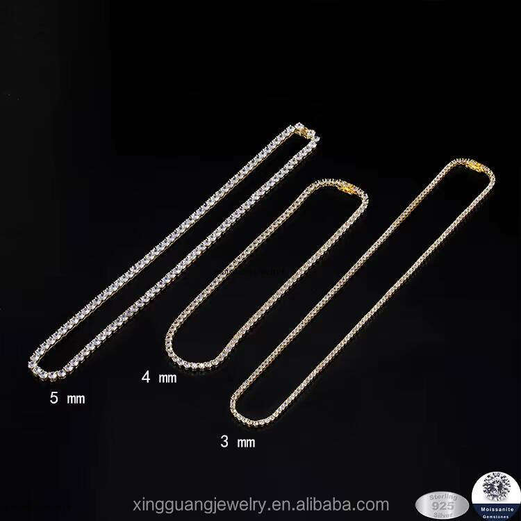 2mm 3mm 4mm 5mm 6.5mm Dia Necklace Sier with Fine Jewelry Necklaces VVS Moissanite Tennis Chains for Woman and Man