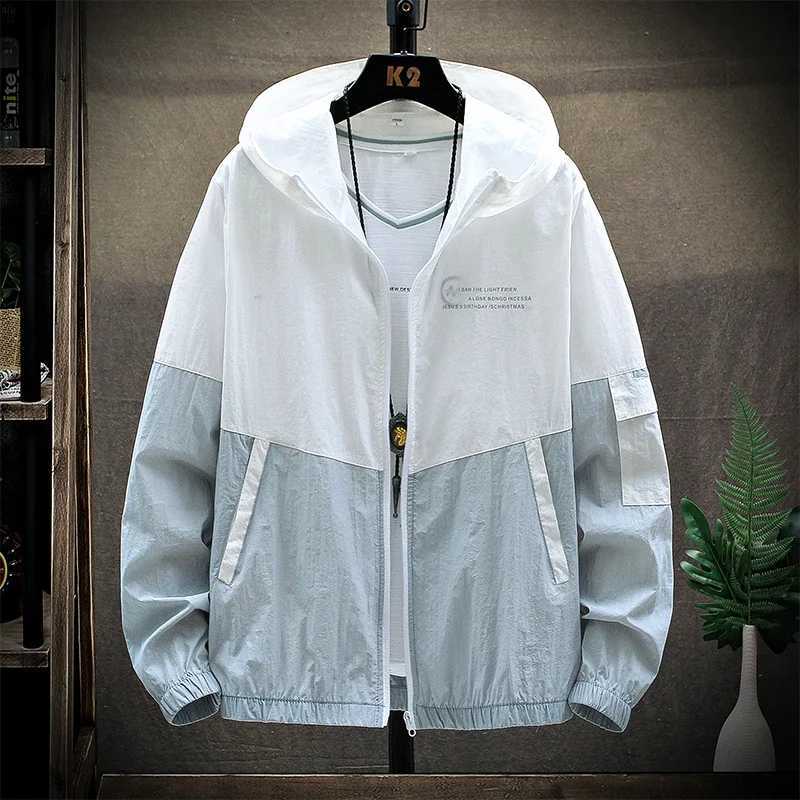 2025 Summer Skin Coats Men Ultra Light UV Sun Protection Big Size Hooded Windbreaker Jacket Men Striped Casual Outerwear W250809
