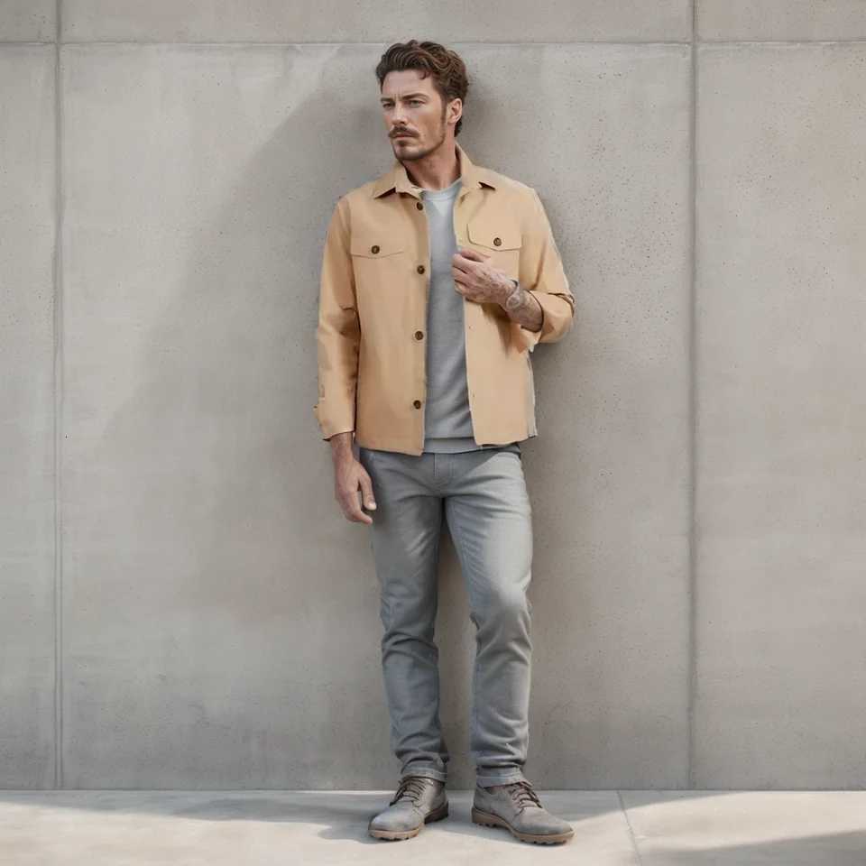 New mens spring and autumn fashion jackets shirts coats casual and versatile mens workwear style mens thin jackets W250809