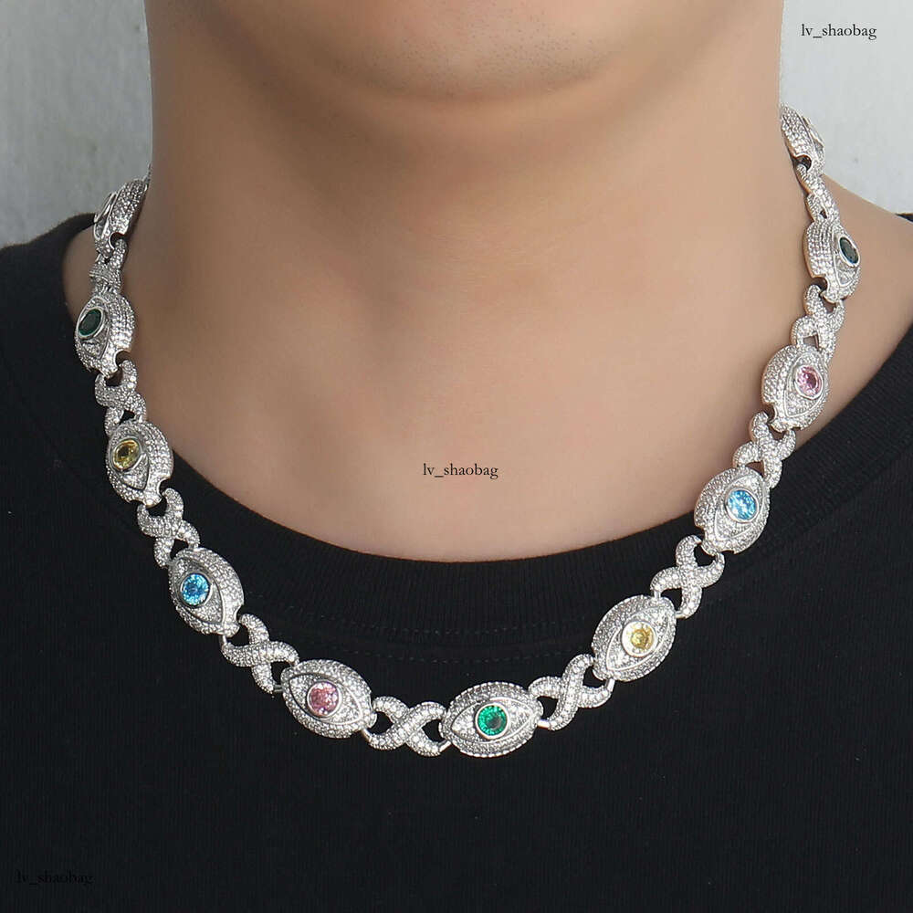 14mm Eye Infinite Colorful Moissanite chain Figure 8 Cuban Chain Creative Hip Hop Men's Necklace