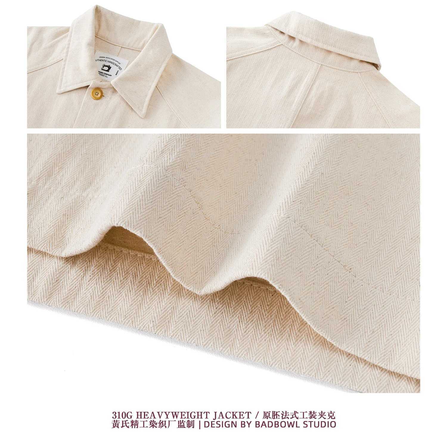 Vintage American-style Herringbone 00% Cotton Washed Raw Denim French Workwear Jacket 2025 Spring Autumn 30gsm W250809