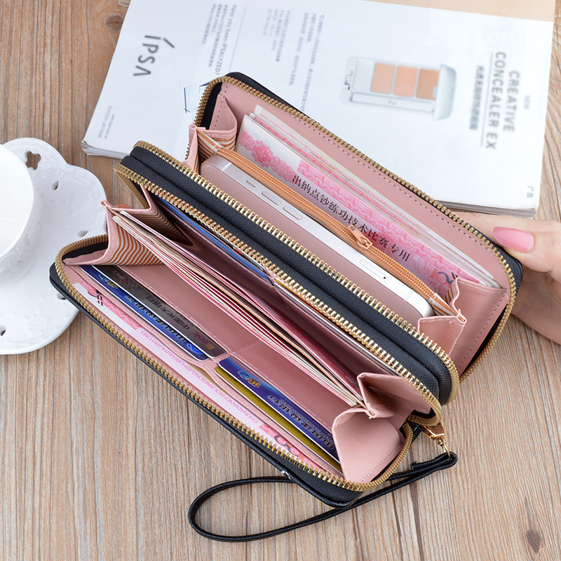 New Women's Long Wallet Double Zipper Designer Bag Clutch Fashionable Luxury Bag Lychee Pattern Soft Leather Large Capacity Double Layer Wallet P