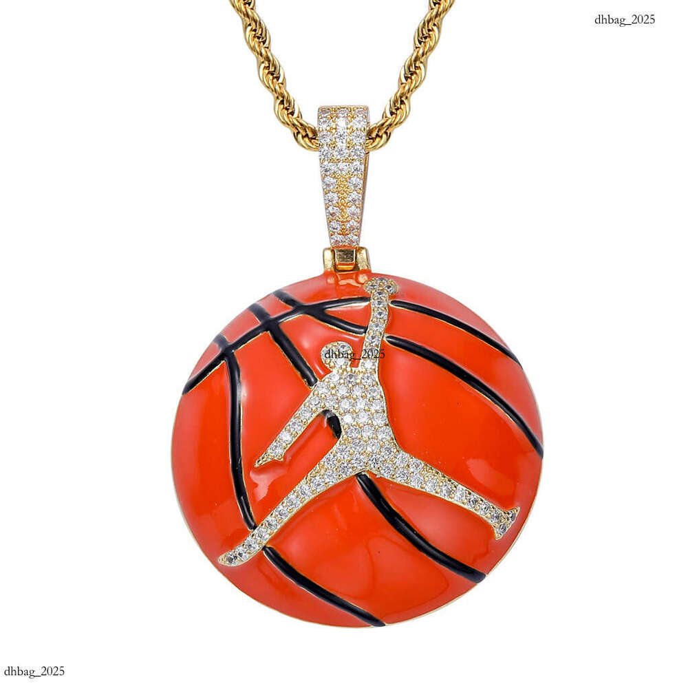 New Basketball Sterling Silver Micro-Paved Moissanite chain Trendy Sports Personality Unisex Pendant Hip-Hop Accessories
