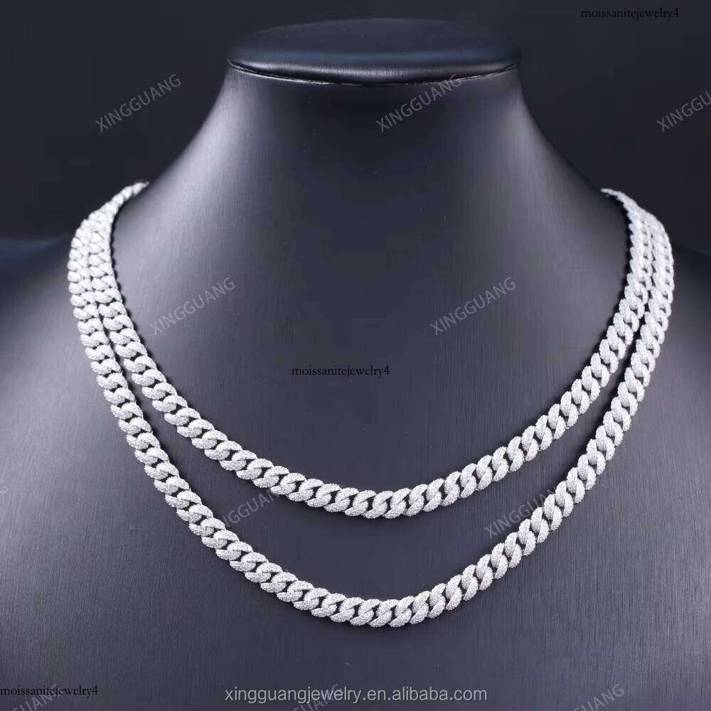 Hot Sale High Quality Hip Hop Necklace Bracelet 9MM Sier Iced Out VVS1 Moissanite Cuban Link Chain