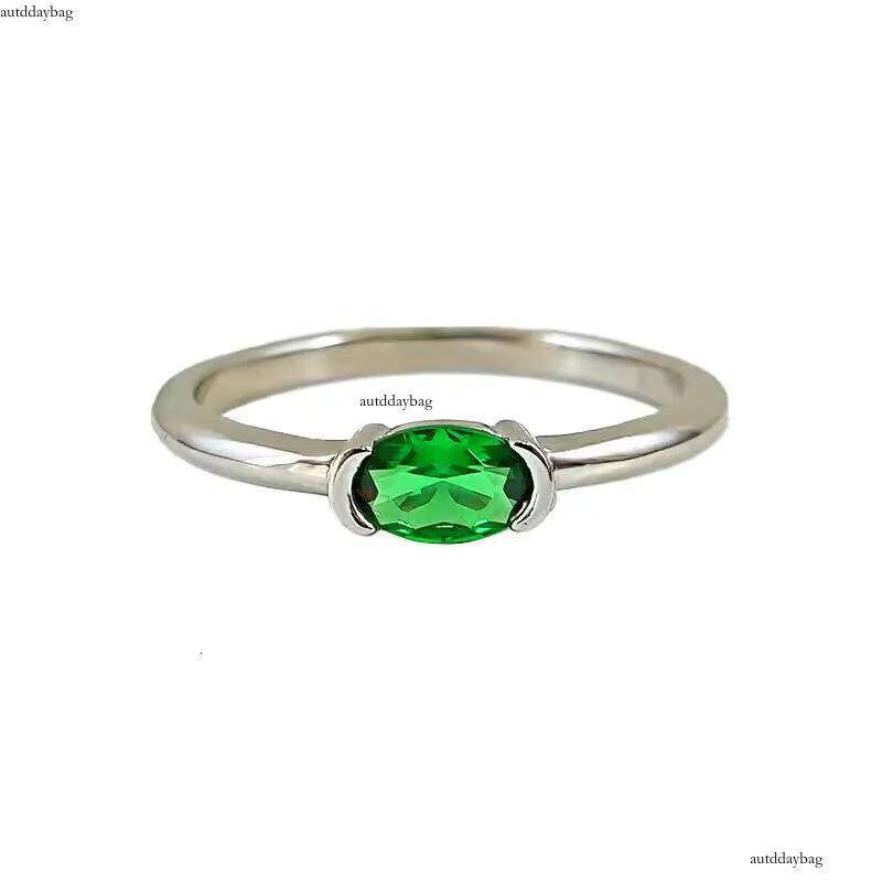 Choucong Ins Top Sell Unique Wedding Rings Simple Fine Jewelry Geunine 100% Sterling Sier Oval Cut Emerald Women Eternity Sweet Finger Ring For Lover 
