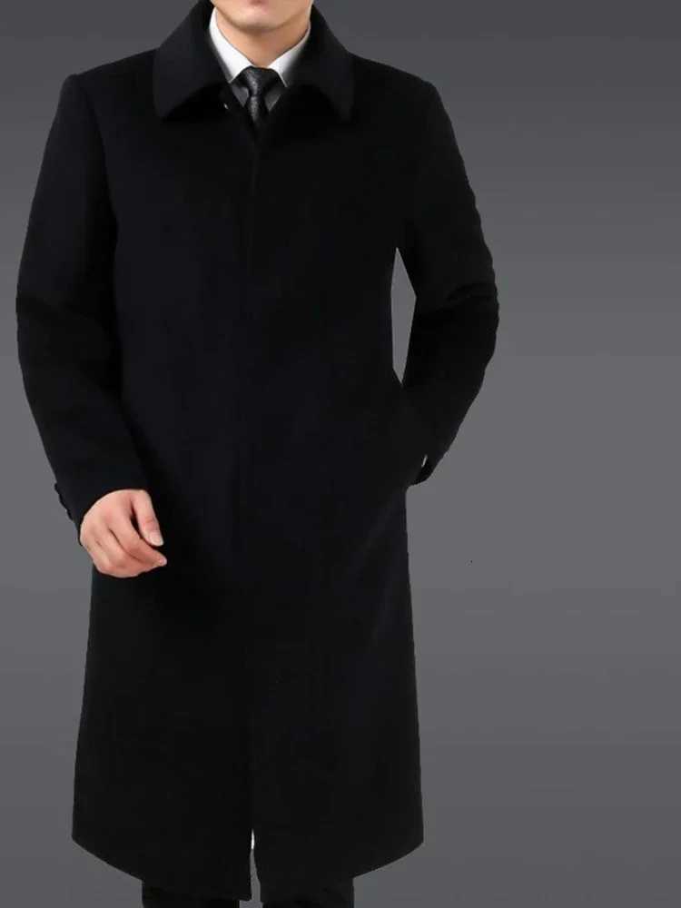 Autumn Winter 85% Cashmere Coat Mens Knee Long Woolen Jacket Business Casual Large Size Clothes Men Clothing Loose Warm Top 6XL XJ250809