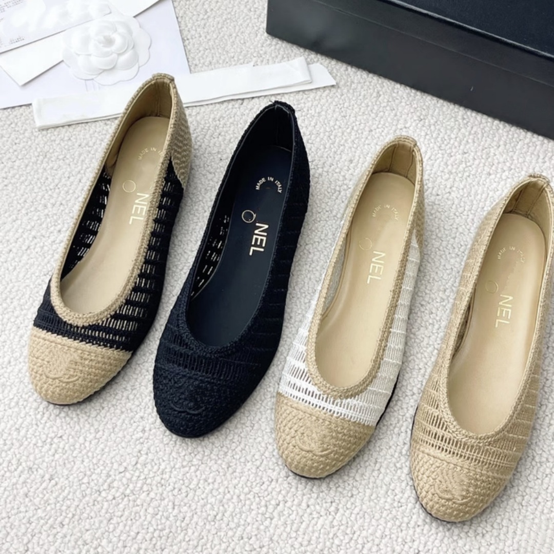 2025 Designer ballet Shoes Elegant low-cut knitted women's ballet shoes. Ideal for daily wear, casual formal occasions. Available in multiple colors Flat shoes