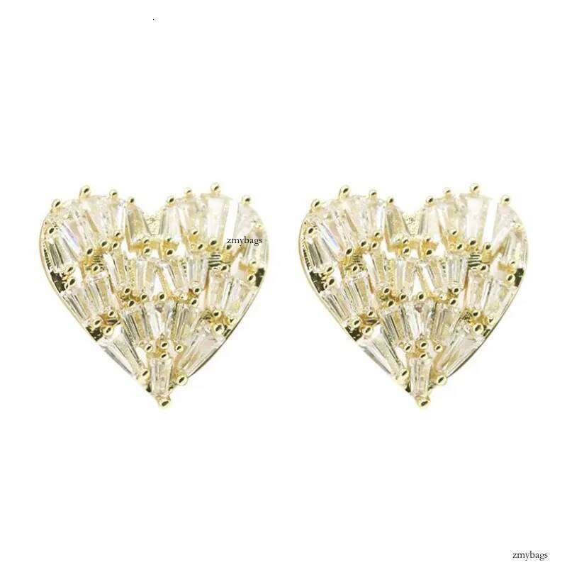 Korean Jewelry Sterling Sier&Gold Fill T Princess Cut White Topaz CZ Dia Cute Women Stud Earring For Valentine's Day gift