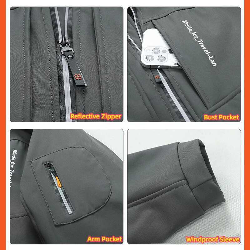 Winter Mens Outdoor Jackets Fleece Lining Windbreaker Waterproof Hiking Warm Jacket for Men Detachable Hat Casual Coats W250809