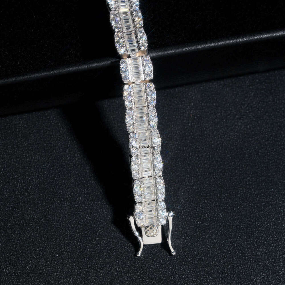Zuanfa New 10mm Square Sier Moissanite Full Inlay Trendy Brand Bracelet Accessories Special