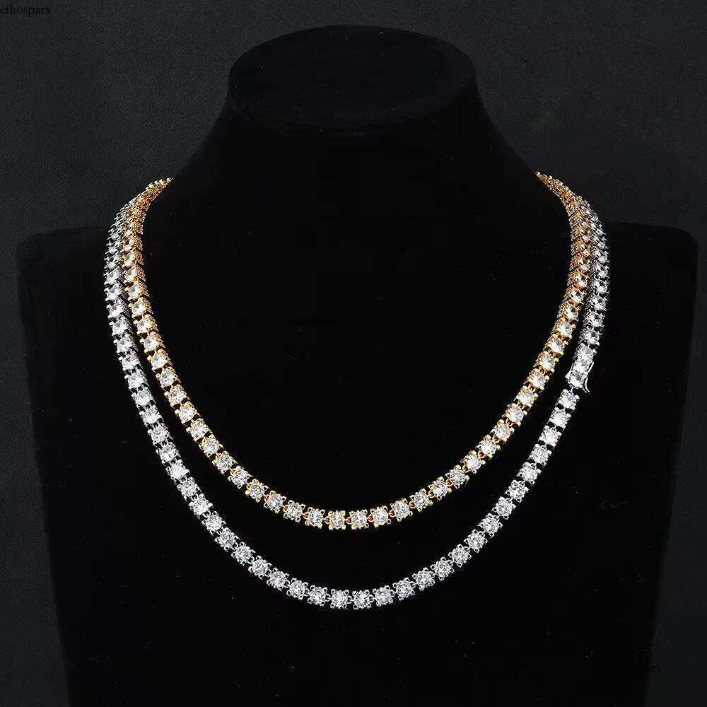 NUOYA Fine Jewelry New Design Iced Out Dia White Gold Plated 6mm Bling CZ Tennis Chain Women's Hip Hop Necklace