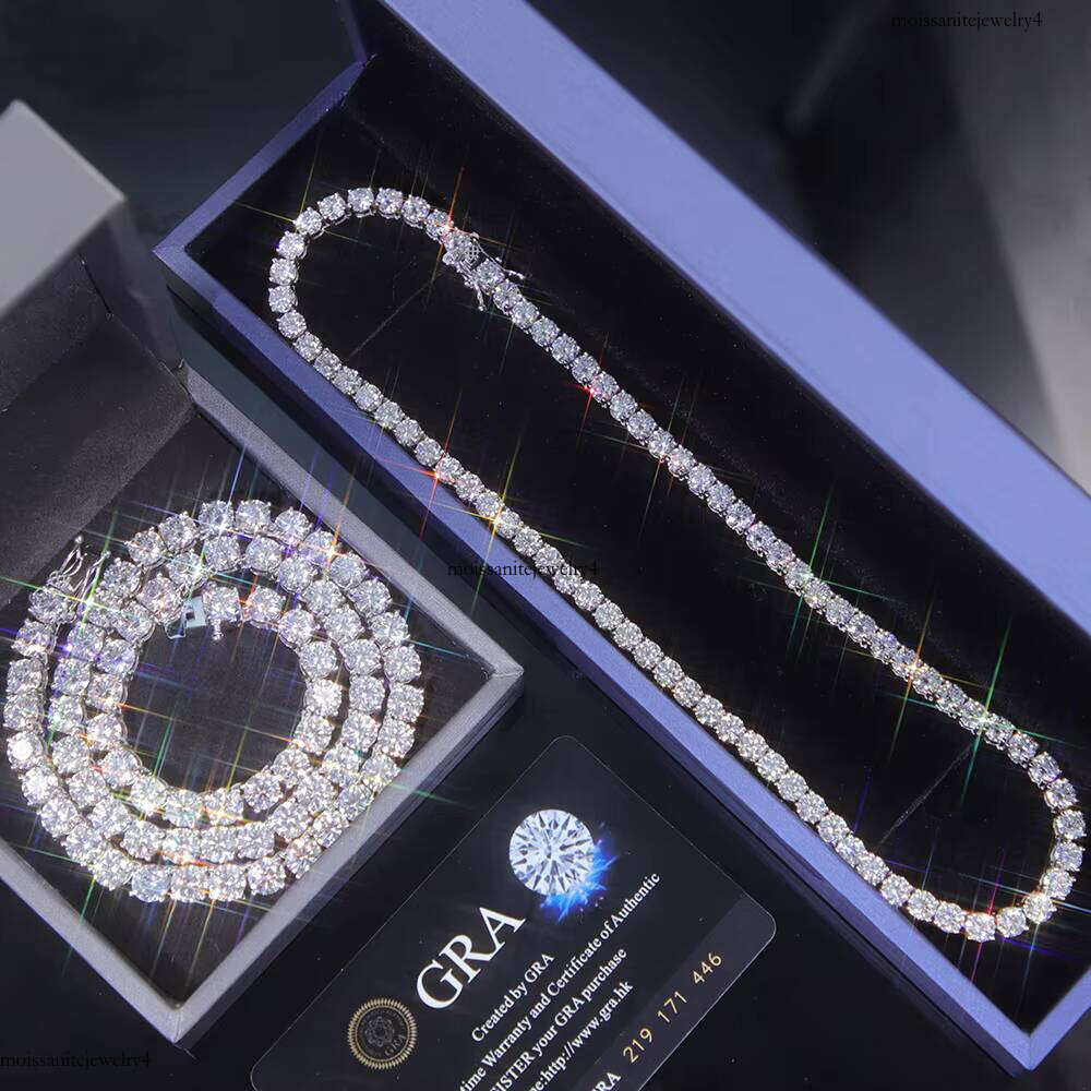 Hot-sale 2 to 6.5 mm Dia Chain Necklace S Sier VVS Moissanite Tennis Link Fine Jewelry Necklaces for Men Women