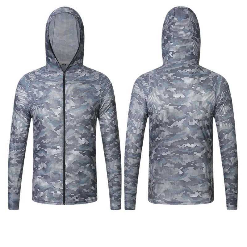 Mens Sunscreen Breathable Windbreaker Jacket Quick Dry Thin Camouflage Hooded Fishing Hunting Clothing Casual Zip Long Sleeve W250809