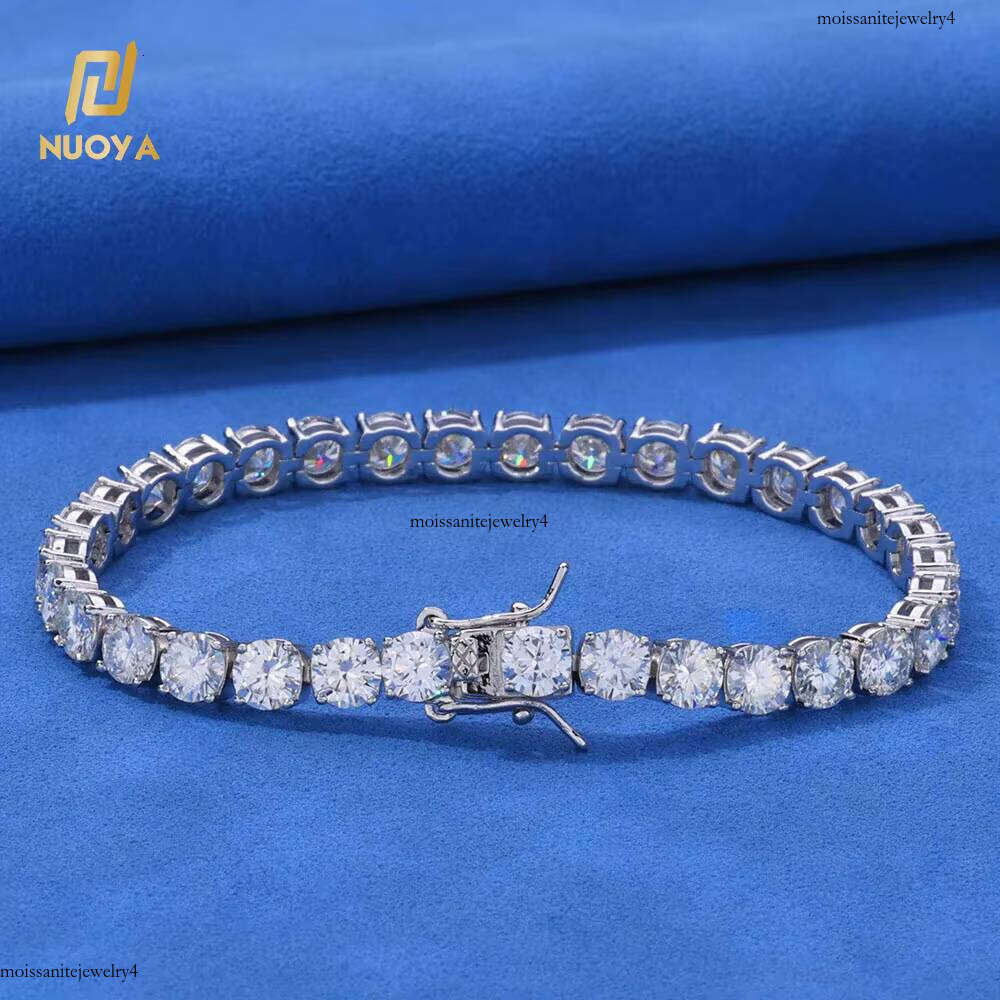 NUOYA Fine Jewelry VVS Moissanite Women's 6mm Sterling Sier Iced Out Dia Tennis Chain Necklace for Gift