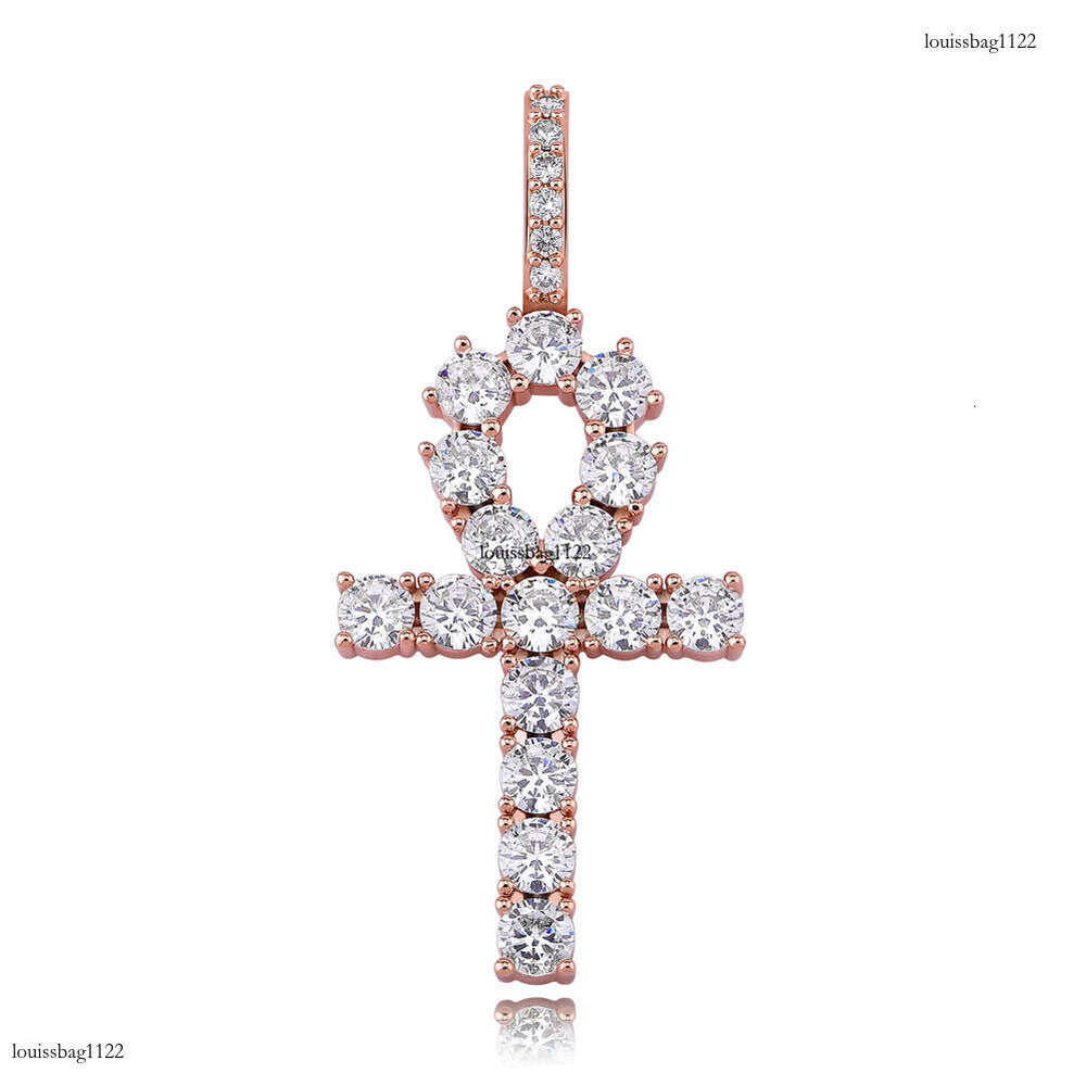 Hip Hop Cross Full Color Moissanite chain Pendant Fashion Personality Trendy Unisex Versatile Necklace Jewelry