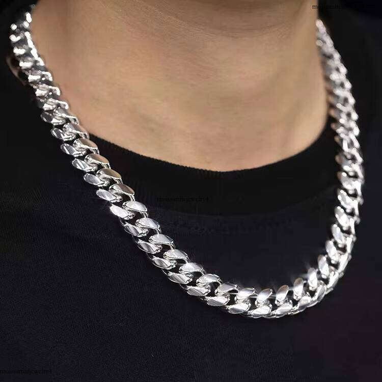 Hot Sale Sterling Sier Material Miami Link Chains 9mm 13mm 15mm Cuban Necklace S High-end Jewelry
