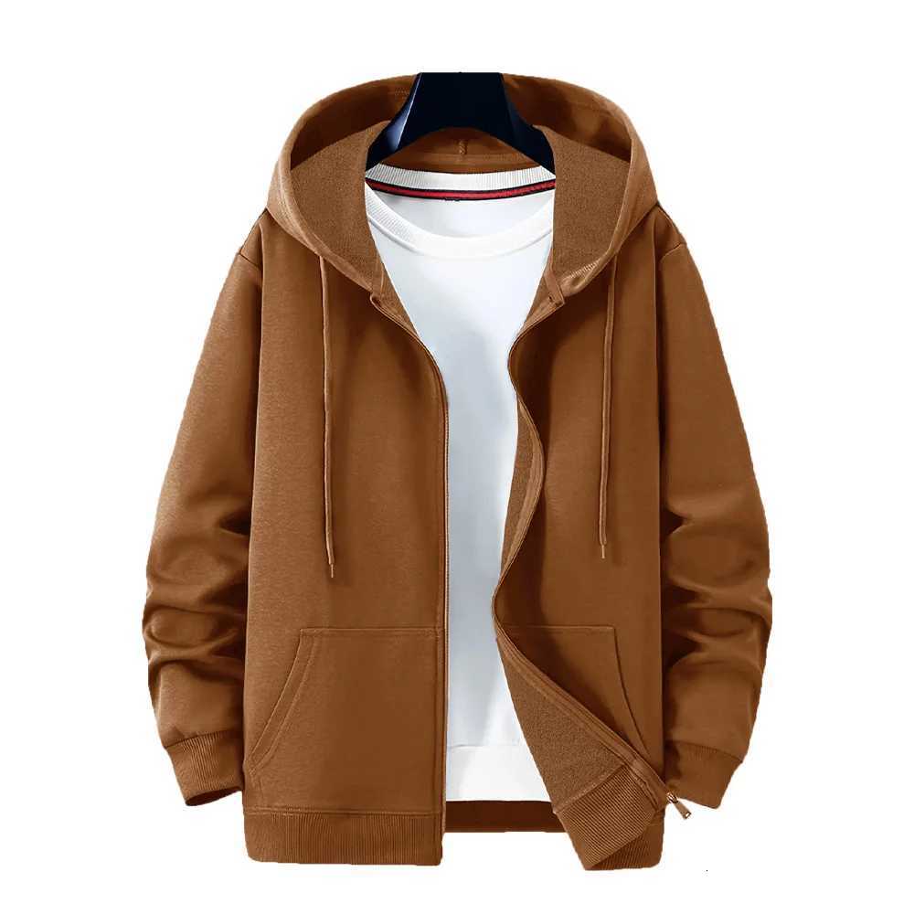 Mens Casual Sports Zipper Hooded Jacket Solid Color Hooded Sweatshirts Mens Cardigan Coat Casual Male Jacket Sportswear W250809
