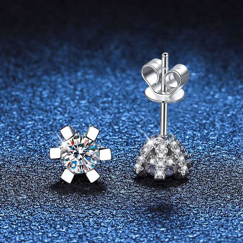 2025 Choucong Top Sell Stud Earrings Sparkling Classical Six Claw Jewelry Genuine 100% Sterling Sier Round Moissanite Dia Lady Wedding Earring