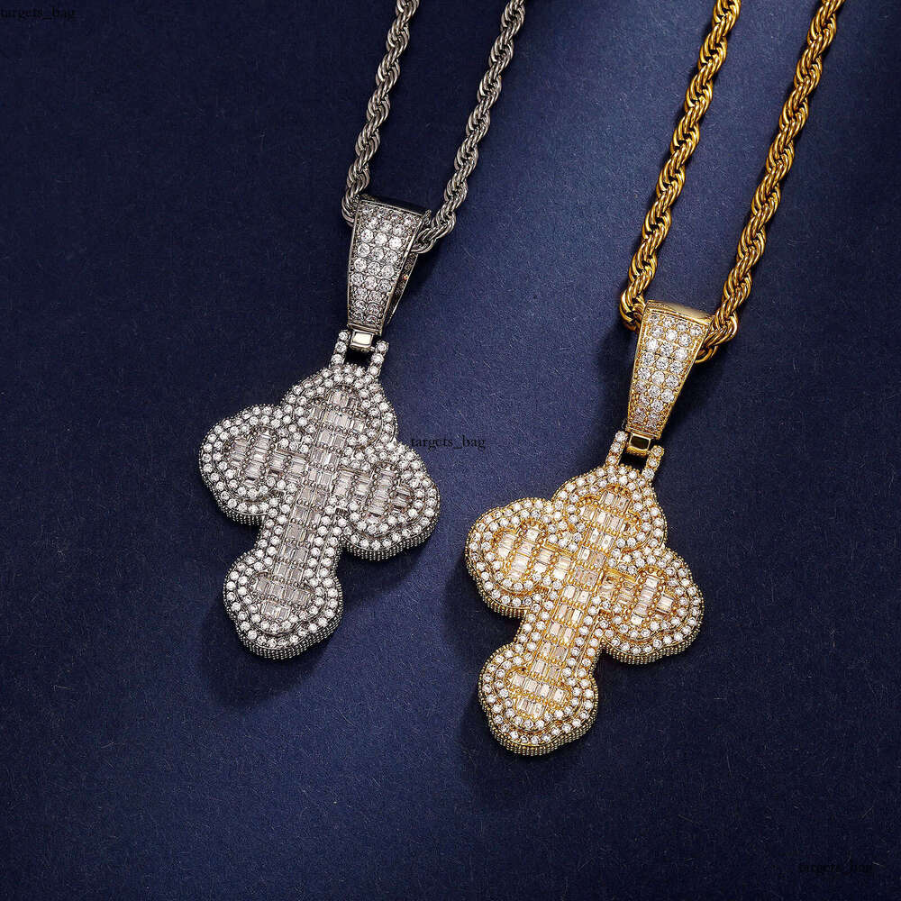 Hip Hop Necklace Cross TEMU Personality Trendy T Cubic Moissanite chain Men's Pendant Jewelry