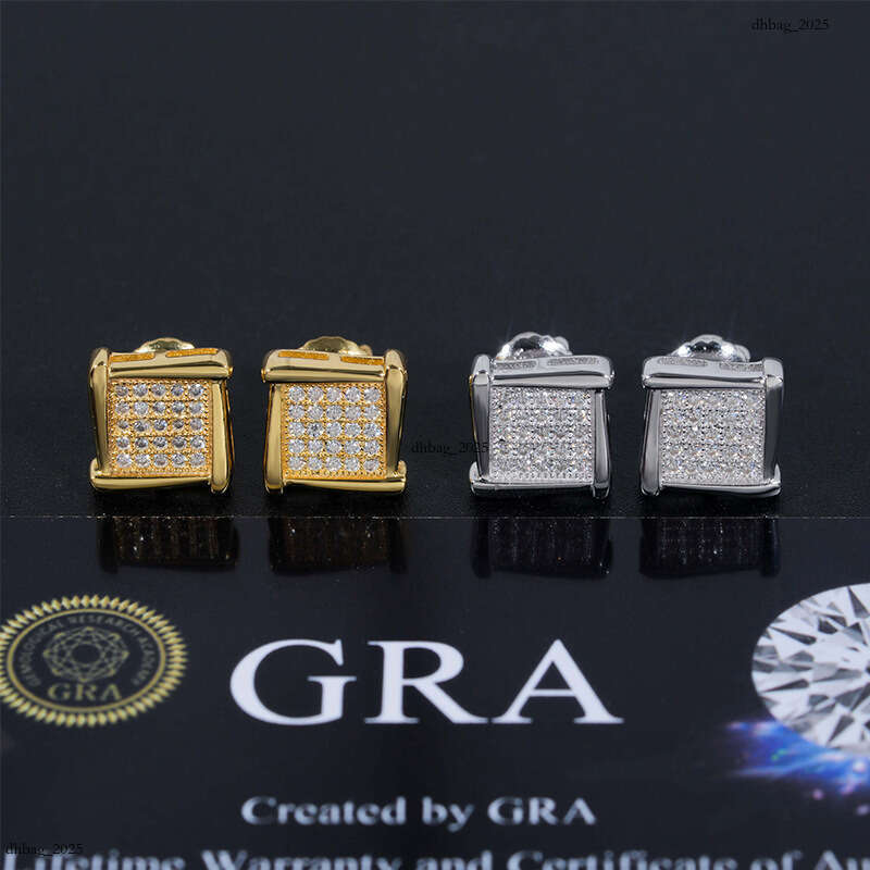 New Men's and Women's Hip-Hop Jewelry Pure Sier Earrings with Moissanite Studs