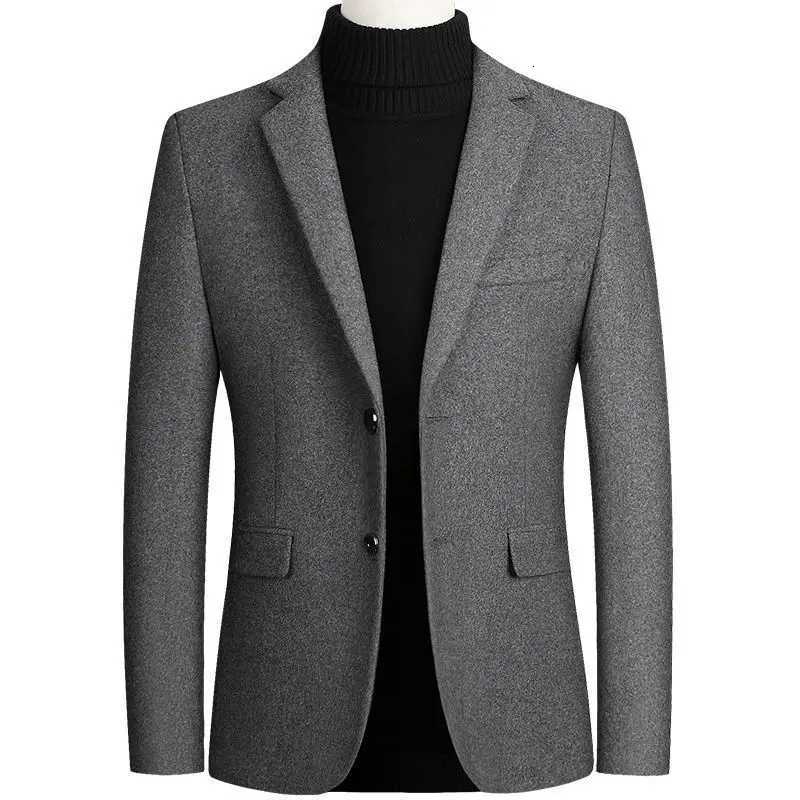 Wool Blazers Solid Men Suits Blends Single Breasted Blazer Turn Down Collar Business Jacket Cardigan Outerwear with Loose Buttons XJ250809