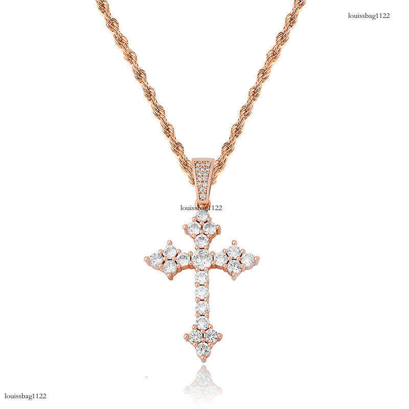 Cross Pendant Full Moissanite chain Simple Religious Necklace Accessory Versatile Inlaid with Dias