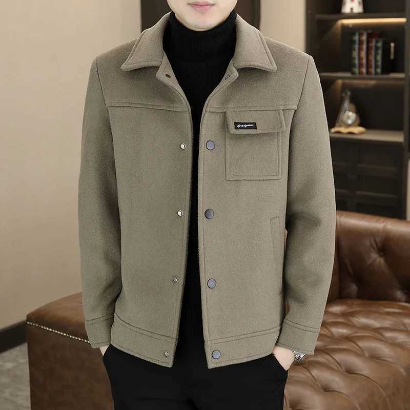 High Quality Solid Color Woolen Jacket for Men Thickened and Warm Short Trench Coat Casual Business Overcoat Men Clothing 2023 XJ250809