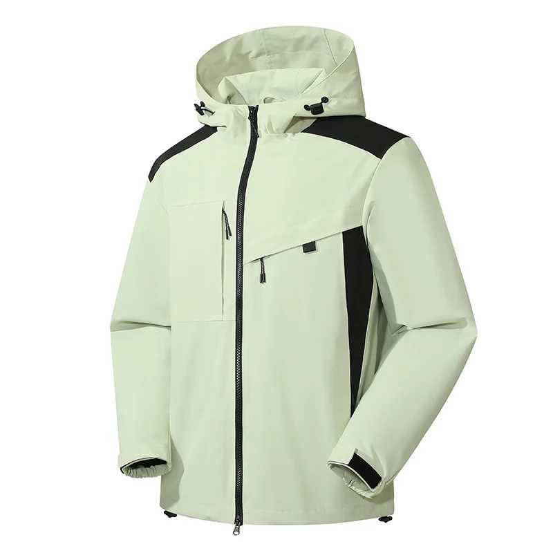 2024 New Mens Spring and Autumn Outdoor Sports Hooded Jacket Rainstorm Waterproof Mountaineering Suit Windproof Overalls Top W250809