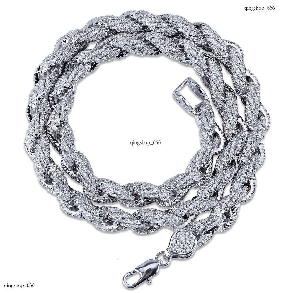 Hip Hop Sterling Silver Inlaid Dia 8mm Gold Color Twist Personality Fashion Exaggerated Lobster Clasp Men's Necklace