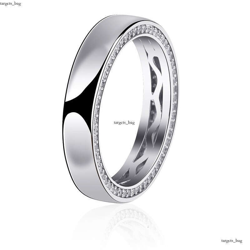 New S Silver Glossy Hip-Hop Ring Micro-Paved Zircon Unisex Couple Rings Gold Australian Jewelry