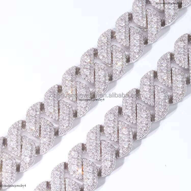 Custom 16mm Sterling Sier Iced Out Vvs Moissanite Cuban Chain Chokers Necklace 3rows Link Jewelry