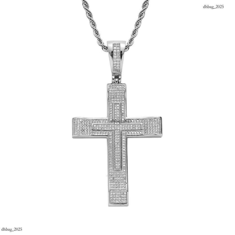 New Cross Pendant Full Moissanite chain Real Gold Religious Hip-Hop Jewelry