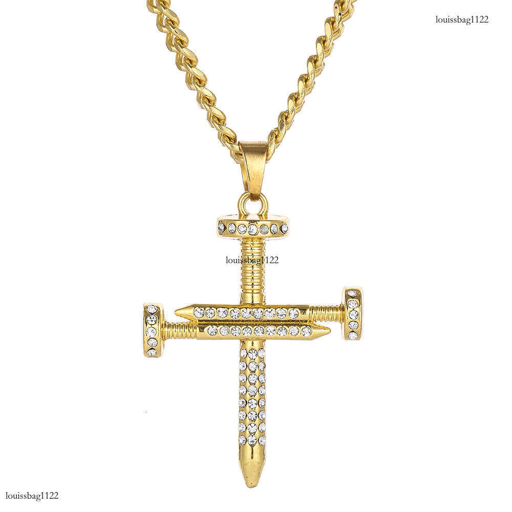 Cross Hip Hop Full Dia Nail Pendant Street Dance Men's Trendy Necklace