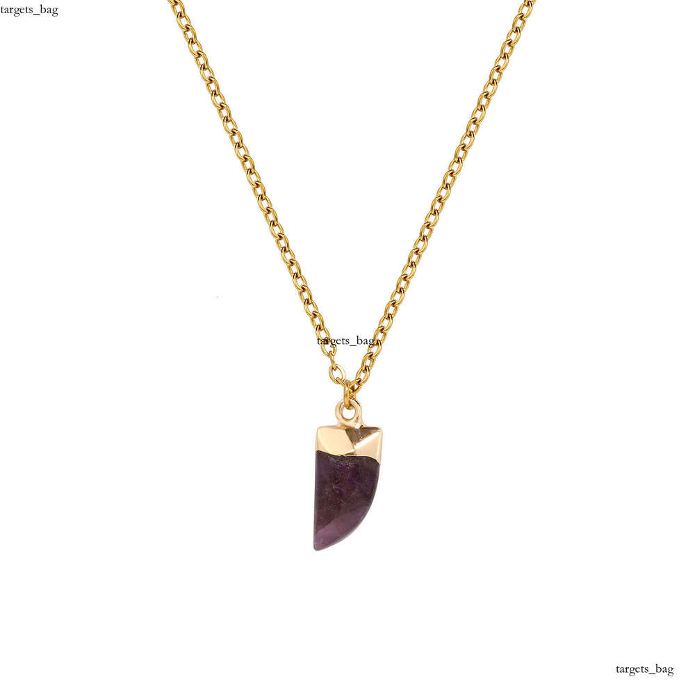 Agate Moon Natural Wolf Tooth Pendant Crystal Raw Stone Necklace