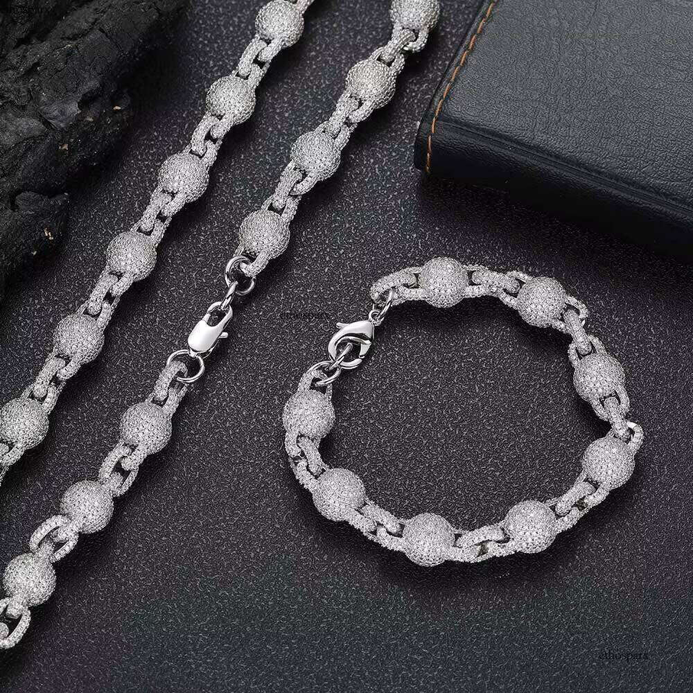 Gold Chain Bracelet with Full Dia Round Bead Iced Out Design for Men Women Fine Jewelry Bracelets Bangles