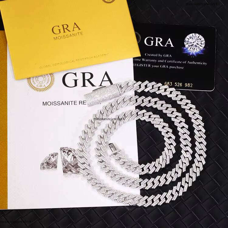 XingGuang Pass Test Sier Dia Link Necklace Iced Out 8mm Hip Hop VVS Moissanite Cuban Chain for Men