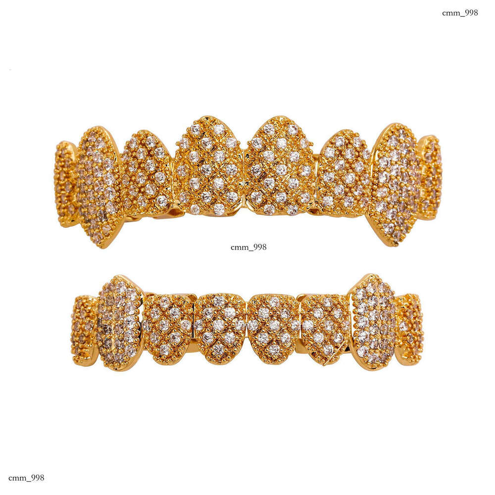 Sharp Eight Full Dia Sterling Silver Inlaid Zircon Grills Hot Hip Hop Teeth Jewelry