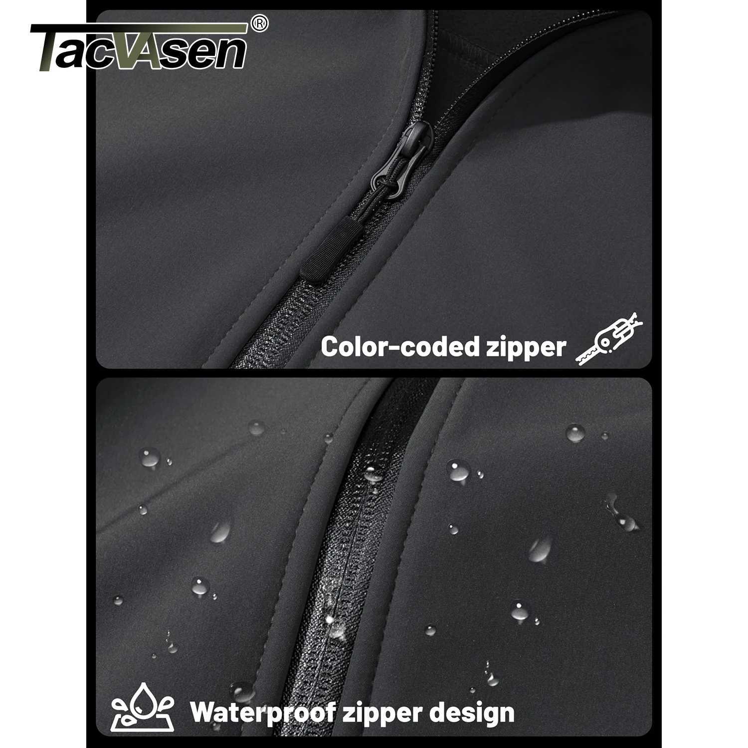 TACVASEN Fleece Lined Softshell Jacket Mens Full Zip Up Rain Jacket Outdoor Work Jacket Spring Trekking Hiking Windbreaker Male W250809