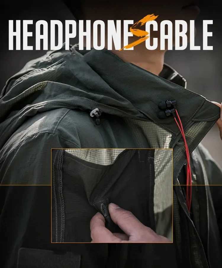 Summer Lightweight Tactical Jacket Mens Windbreaker Thin Skin Hooded Raincoat Quick Dry Breathable Waterproof Jacket W250809