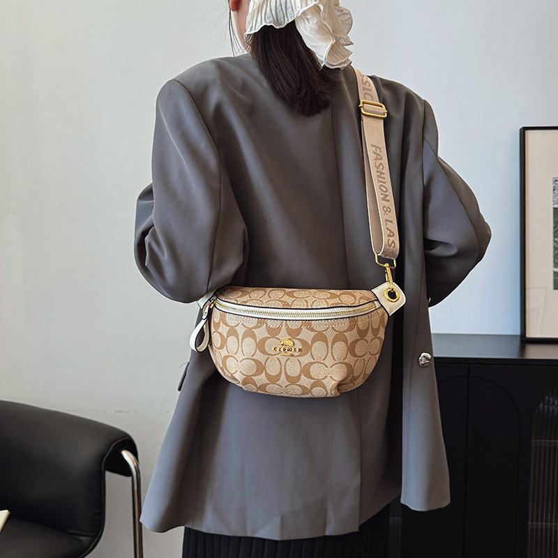 2025 Sophisticated Retro Print Sling Bag for Women, Luxury Wide Strap Convertible Shoulder & Crossbody Purse - Trendy Chest Bag