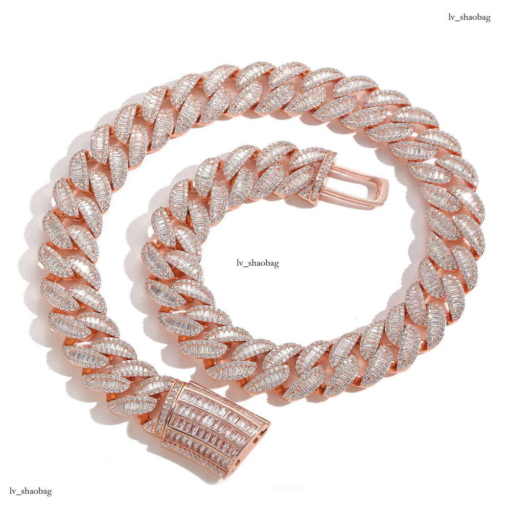 Hip Hop 20mm Rose Gold Mixed T-Cubic Moissanite chain Miami Cuban Chain Heavy Craft Dominant Men's Necklace